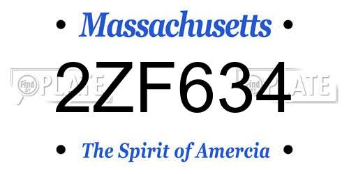 2ZF634 Massachusetts License Plate