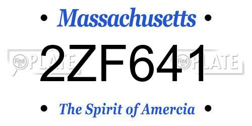 2ZF641 Massachusetts License Plate