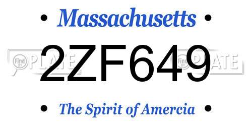 2ZF649 Massachusetts License Plate