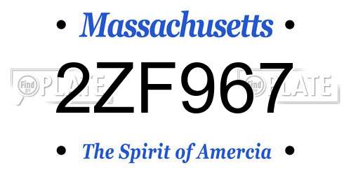 2ZF967 Massachusetts License Plate