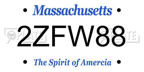 2ZFW88 Massachusetts License Plate