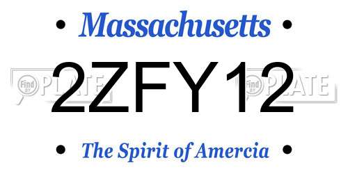 2ZFY12 Massachusetts License Plate