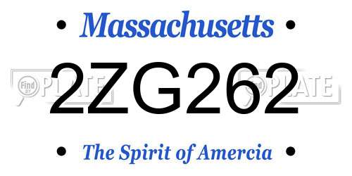 2ZG262 Massachusetts License Plate