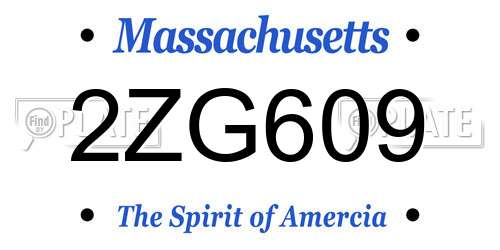 2ZG609 Massachusetts License Plate