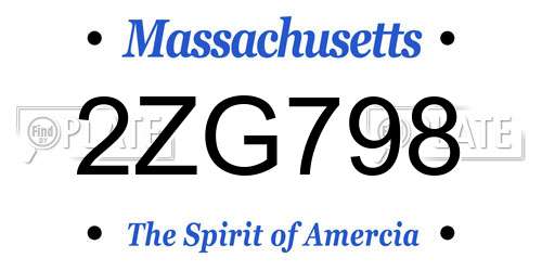 2ZG798 Massachusetts License Plate