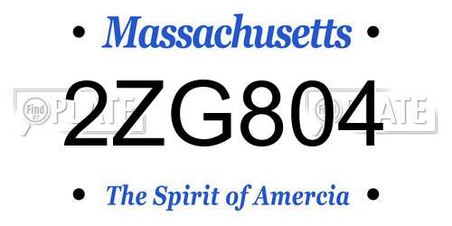 2ZG804 Massachusetts License Plate
