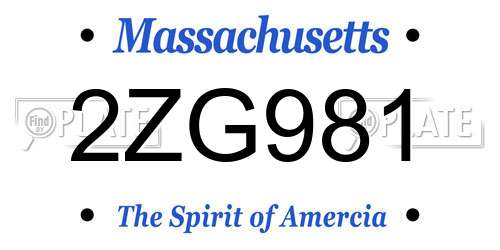 2ZG981 Massachusetts License Plate