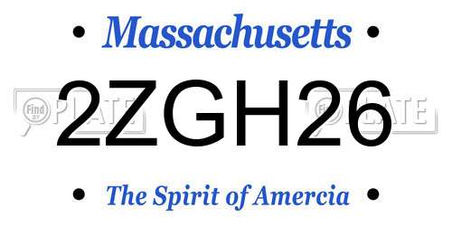 2ZGH26 Massachusetts License Plate