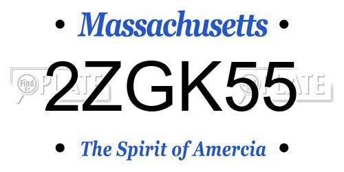 2ZGK55 Massachusetts License Plate