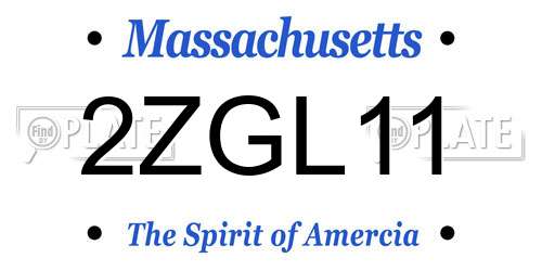 2ZGL11 Massachusetts License Plate