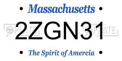 2ZGN31 Massachusetts License Plate