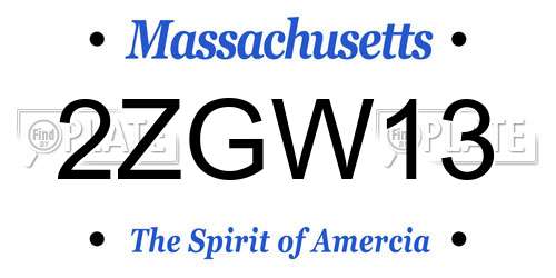 2ZGW13 Massachusetts License Plate