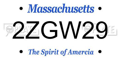 2ZGW29 Massachusetts License Plate