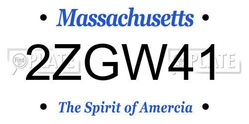 2ZGW41 Massachusetts License Plate