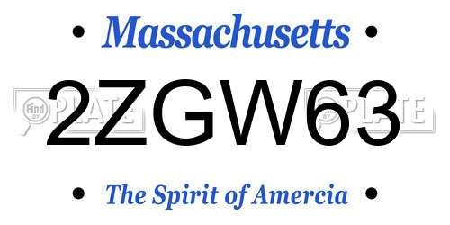 2ZGW63 Massachusetts License Plate