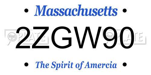 2ZGW90 Massachusetts License Plate