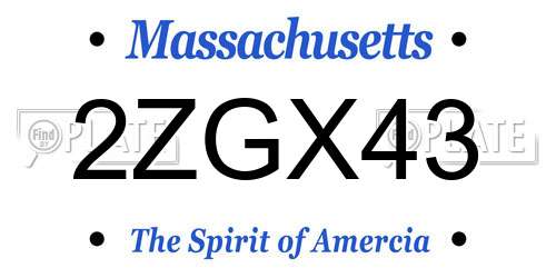 2ZGX43 Massachusetts License Plate