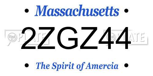 2ZGZ44 Massachusetts License Plate