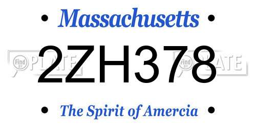 2ZH378 Massachusetts License Plate