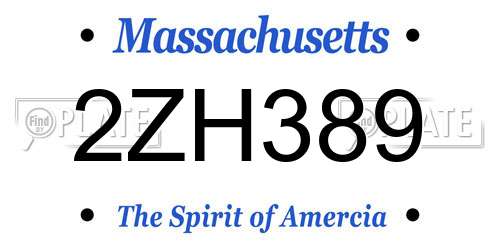 2ZH389 Massachusetts License Plate