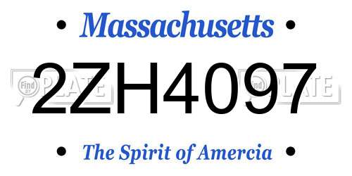 2ZH4097 Massachusetts License Plate