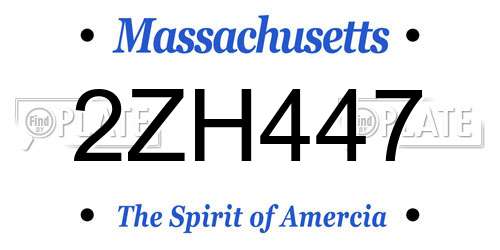 2ZH447 Massachusetts License Plate
