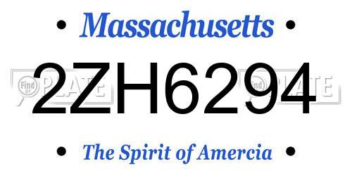 2ZH6294 Massachusetts License Plate