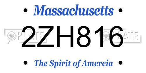 2ZH816 Massachusetts License Plate
