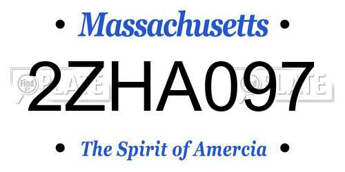 2ZHA097 Massachusetts License Plate