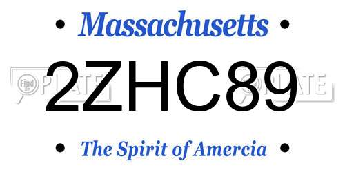 2ZHC89 Massachusetts License Plate