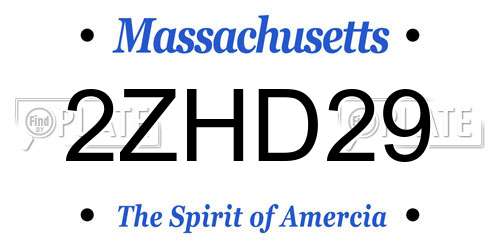 2ZHD29 Massachusetts License Plate
