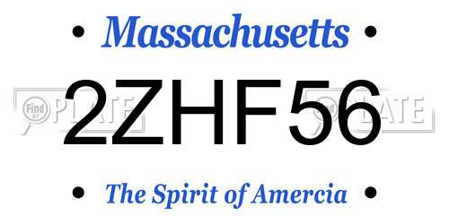 2ZHF56 Massachusetts License Plate