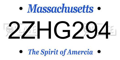 2ZHG294 Massachusetts License Plate