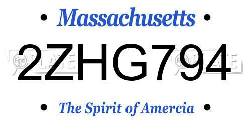 2ZHG794 Massachusetts License Plate
