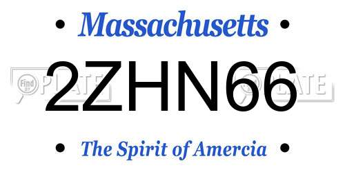 2ZHN66 Massachusetts License Plate
