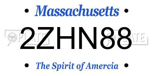2ZHN88 Massachusetts License Plate