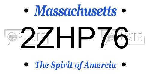 2ZHP76 Massachusetts License Plate