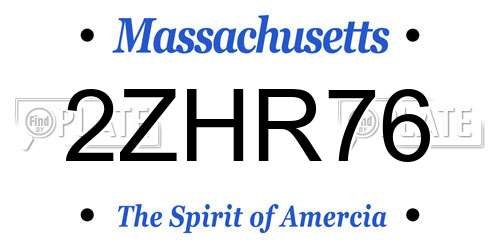 2ZHR76 Massachusetts License Plate