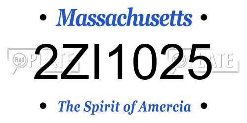 2ZI1025 Massachusetts License Plate