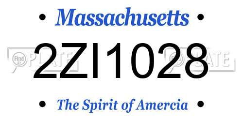 2ZI1028 Massachusetts License Plate