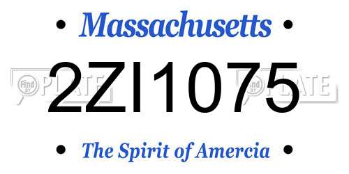2ZI1075 Massachusetts License Plate