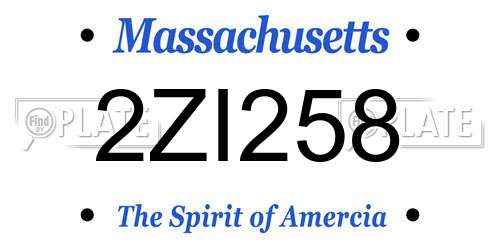 2ZI258 Massachusetts License Plate