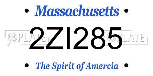 2ZI285 Massachusetts License Plate