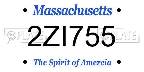 2ZI755 Massachusetts License Plate