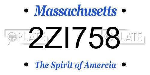 2ZI758 Massachusetts License Plate