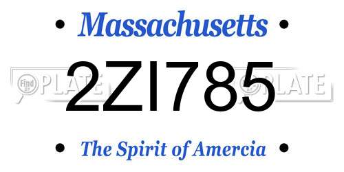 2ZI785 Massachusetts License Plate