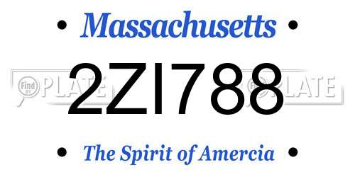2ZI788 Massachusetts License Plate