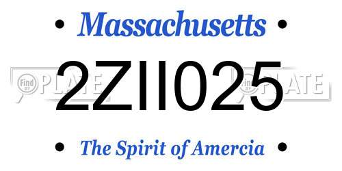 2ZII025 Massachusetts License Plate