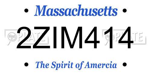 2ZIM414 Massachusetts License Plate