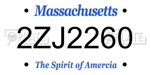 2ZJ2260 Massachusetts License Plate